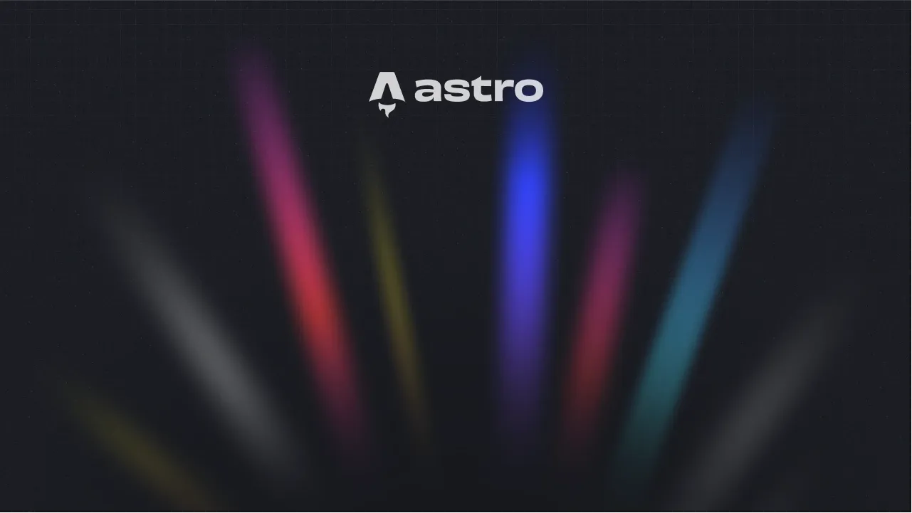 The Astro logo on a dark background with rainbow rays.